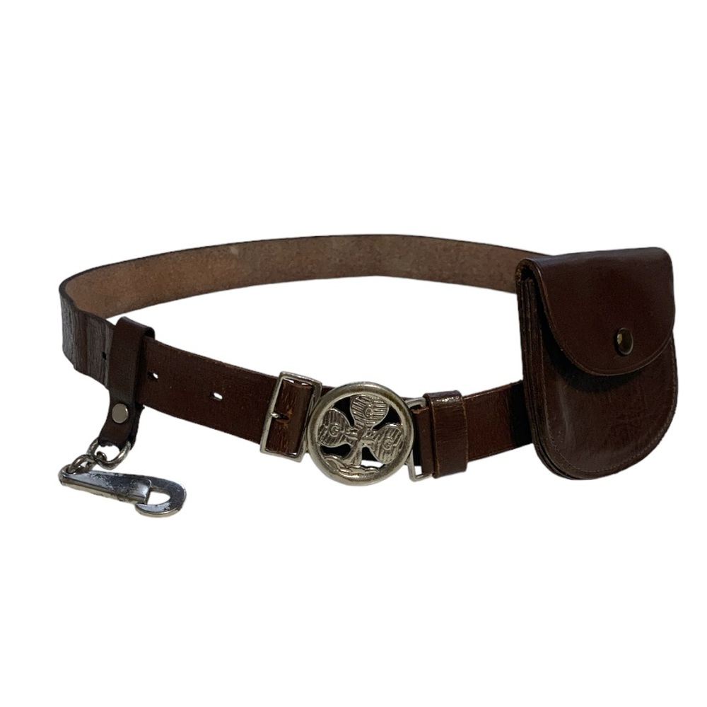 Vintage 60’s / 70’s Girl Guide-Brownie Leather Belt with Clip & Money Pouch - Picture 2 of 12